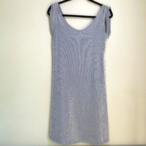 Women's Medium Wandering Dreams Blue & White Striped Tank Dress